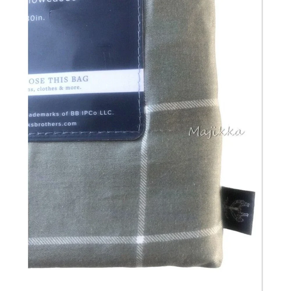 Brooks Brothers Pillowcases Standard 20x30 Gray White Windowpane Set of 2 Cotton